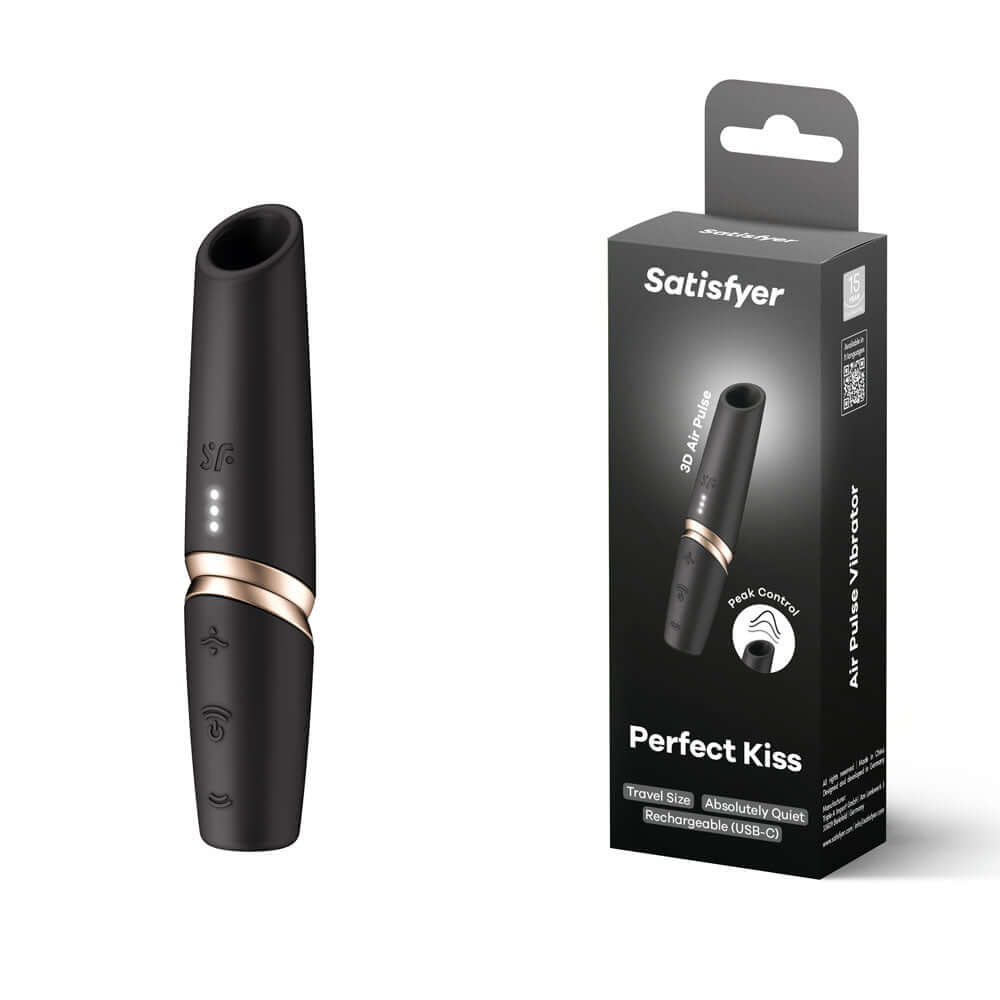 Satisfyer Perfect Kiss - Black USB Rechargeable Air Pulse Stimulator